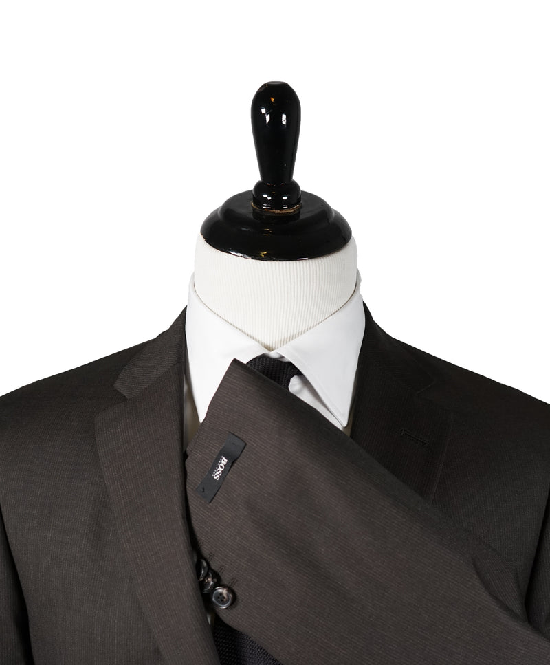 HUGO BOSS - Brown Micro Stripe Suit W Genuine Horn Buttons -  42R