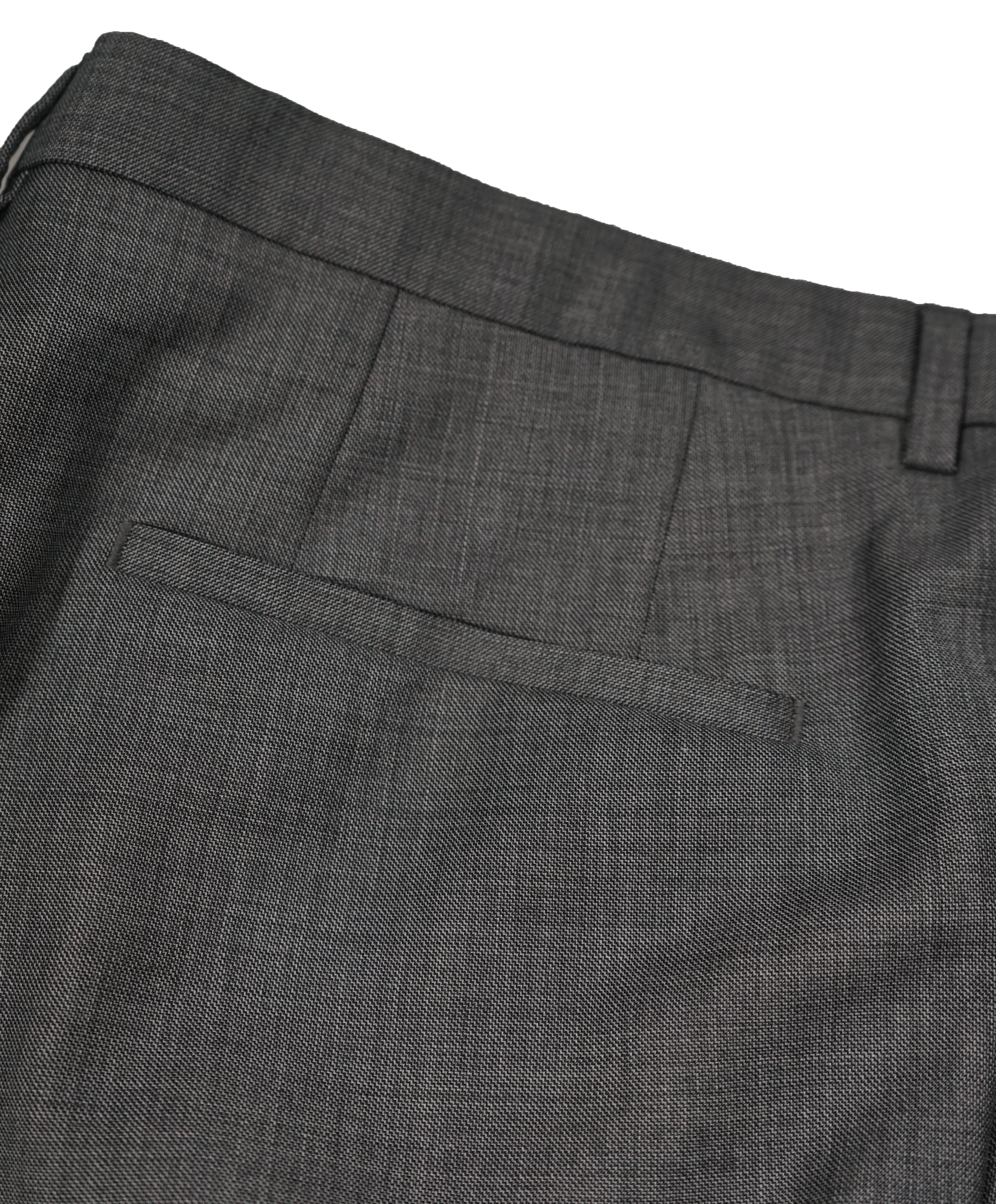 HUGO BOSS - Slim Flat Front Wool Gray Textured Fabric Dress Pants - 39W