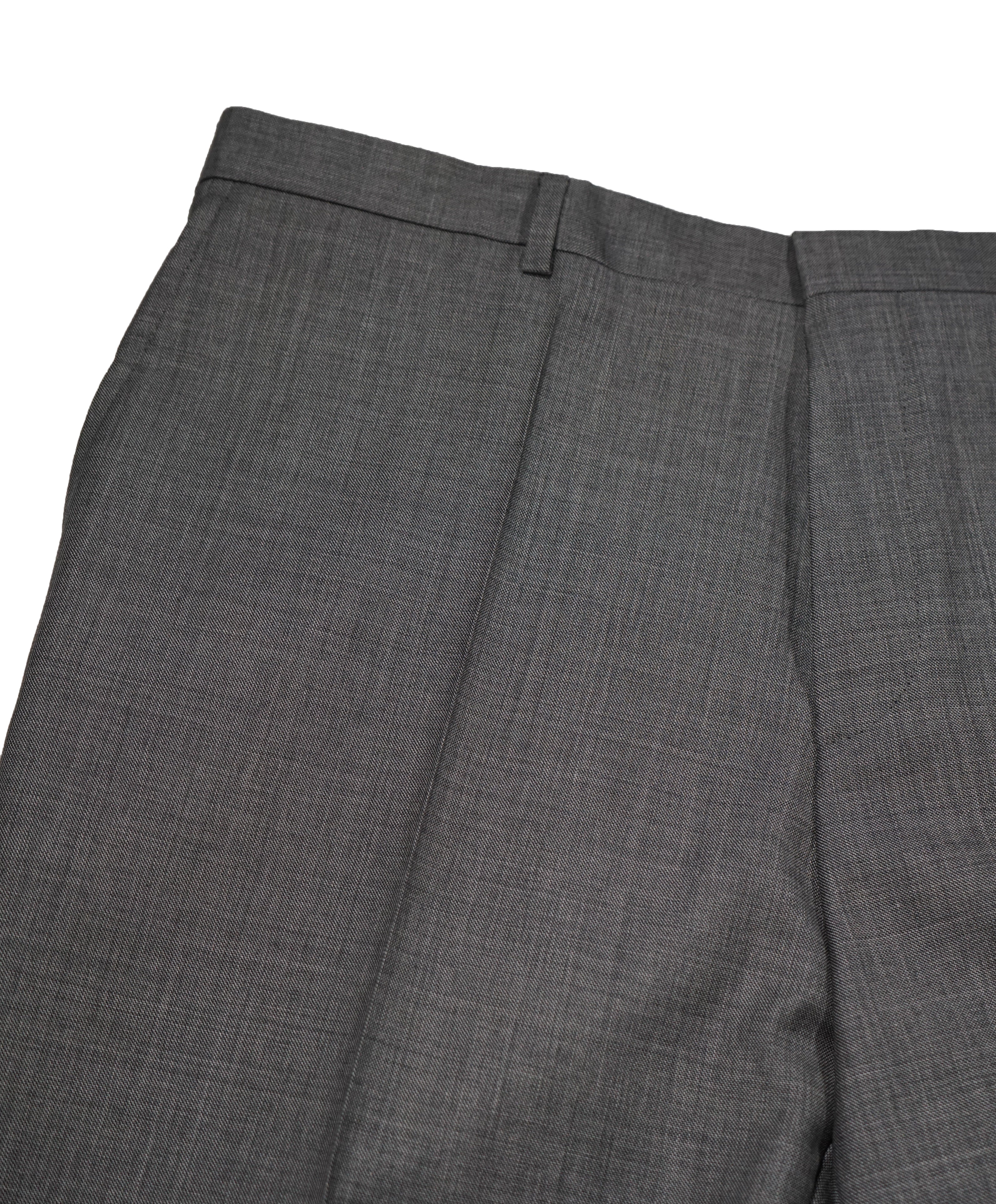 HUGO BOSS - Slim Flat Front Wool Gray Textured Fabric Dress Pants - 39W