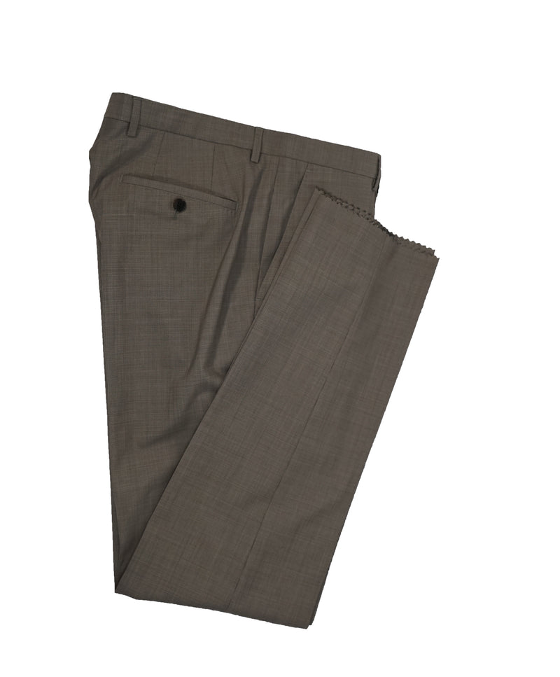 HUGO BOSS - Gray/Brown Flat Front Microcheck Dress Pants - 34W