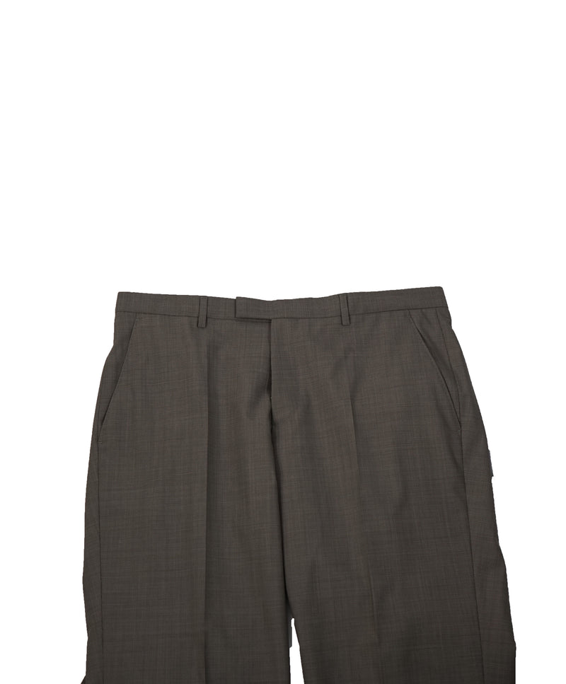 HUGO BOSS - Gray/Brown Flat Front Microcheck Dress Pants - 34W