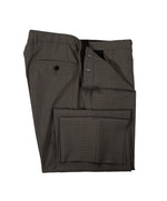 HUGO BOSS - Gray/Brown Flat Front Microcheck Dress Pants - 34W