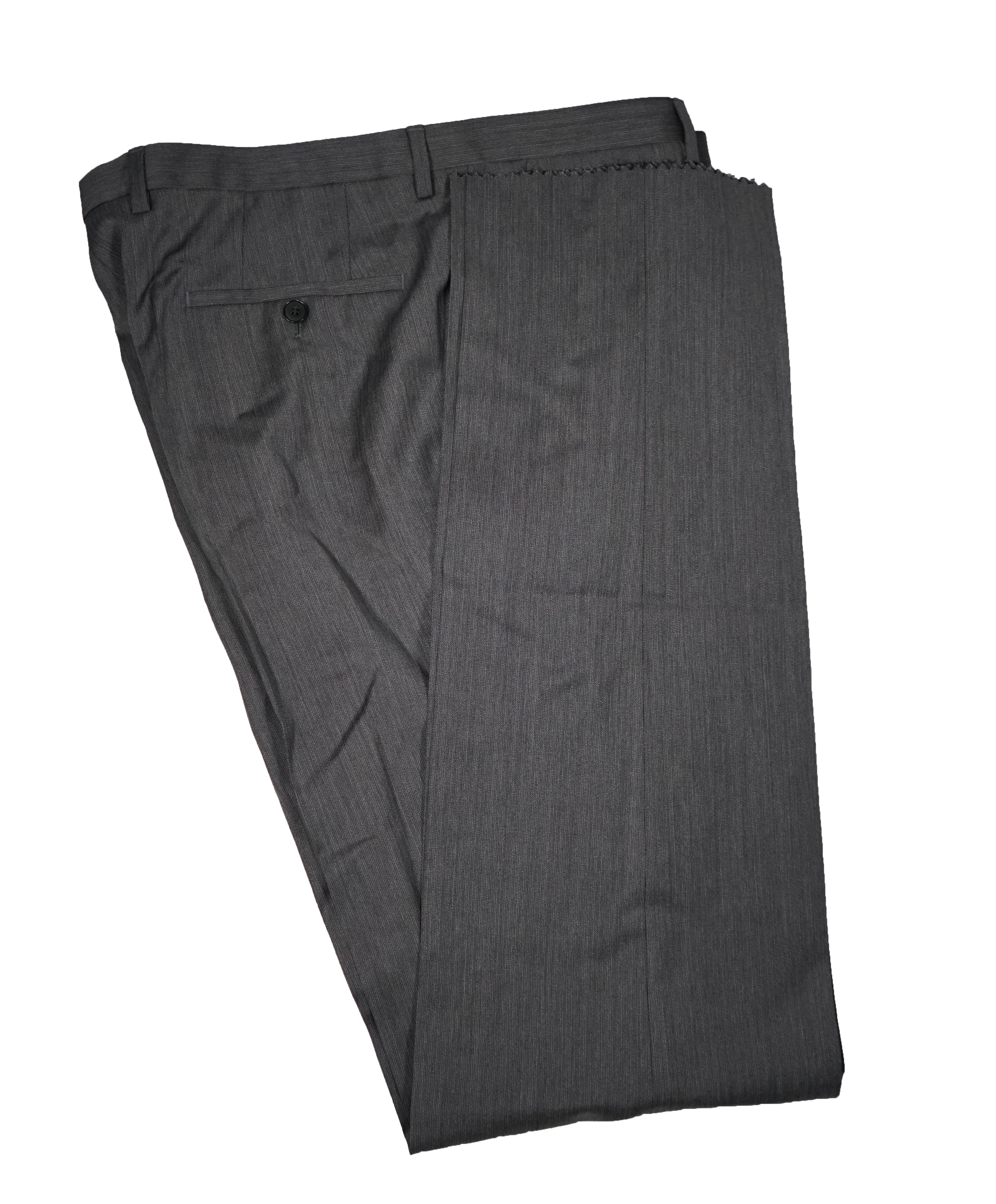 HUGO BOSS - Gray Herringbone Flat Front Dress Pants - 37W