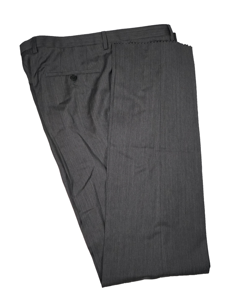 HUGO BOSS - Gray Herringbone Flat Front Dress Pants - 37W