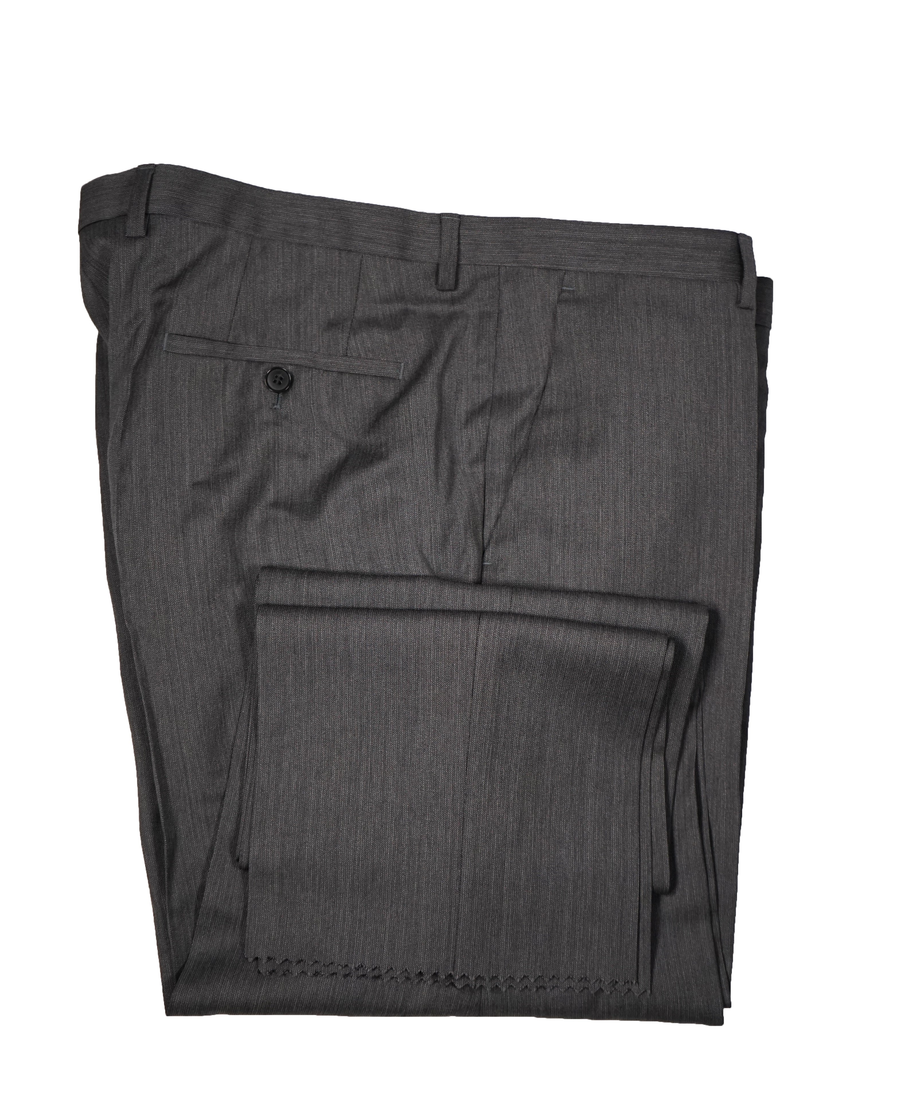 HUGO BOSS - Gray Herringbone Flat Front Dress Pants - 37W