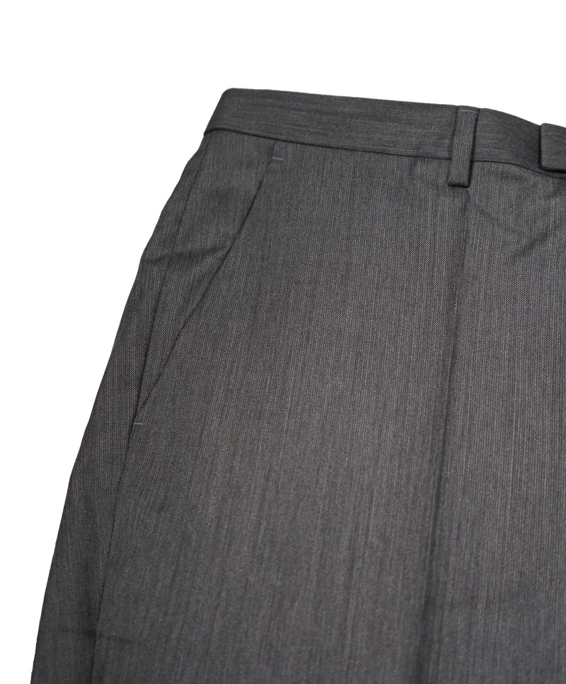HUGO BOSS - Gray Herringbone Flat Front Dress Pants - 37W