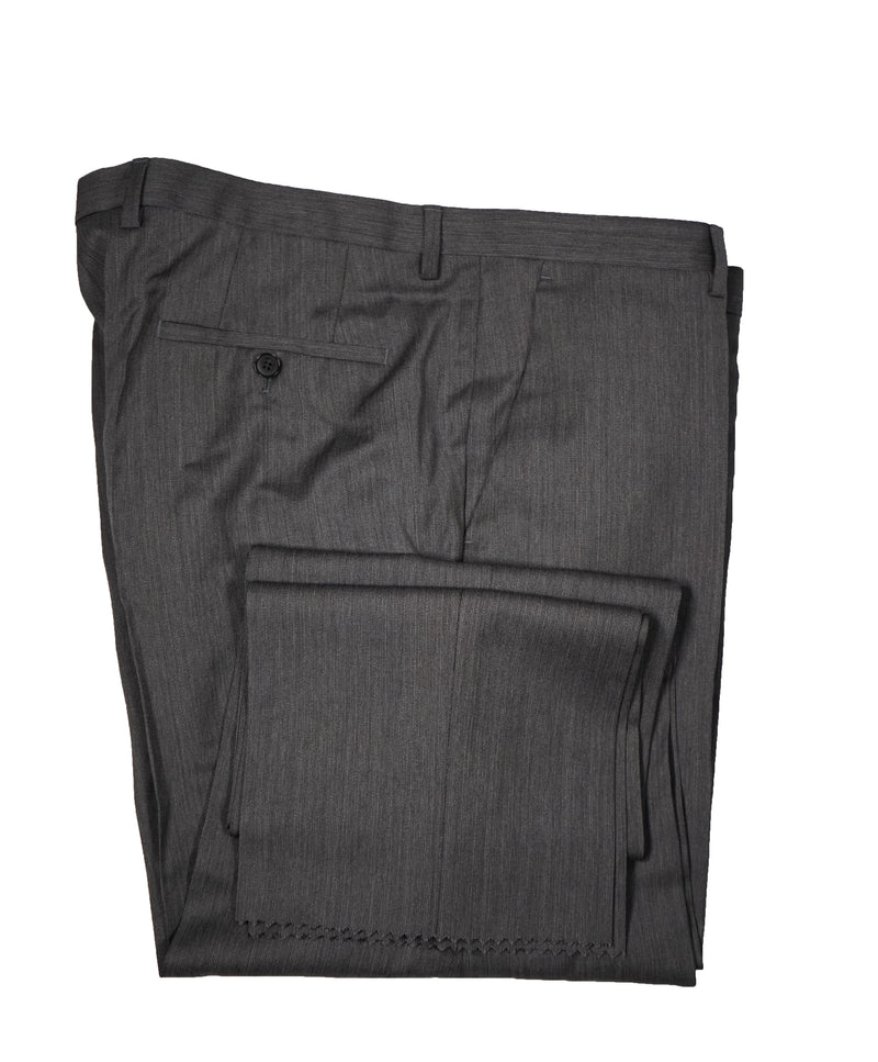 HUGO BOSS - Gray Herringbone Flat Front Dress Pants - 37W