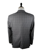 HUGO BOSS - Gray Textured Guabello Fabric With Pink Windowpane - 46R