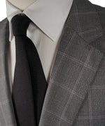 HUGO BOSS - Gray Textured Guabello Fabric With Pink Windowpane - 46R