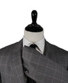 HUGO BOSS - Gray Textured Guabello Fabric With Pink Windowpane - 46R