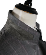 HUGO BOSS - Gray Textured Guabello Fabric With Pink Windowpane - 46R