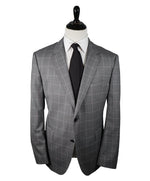 HUGO BOSS - Gray Textured Guabello Fabric With Pink Windowpane - 46R