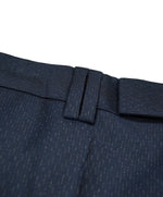 HUGO BOSS - Navy Wool/Silk Slim Abstract Pattern Flat Front Dress Pants - 31W