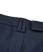 HUGO BOSS - Navy Wool/Silk Slim Abstract Pattern Flat Front Dress Pants- 34W