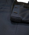 HUGO BOSS - Navy Wool/Silk Slim Abstract Pattern Flat Front Dress Pants- 34W