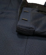 HUGO BOSS - Navy Wool/Silk Slim Abstract Pattern Flat Front Dress Pants- 34W