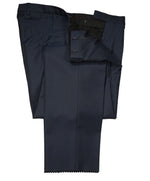 HUGO BOSS - Navy Wool/Silk Slim Abstract Pattern Flat Front Dress Pants- 34W