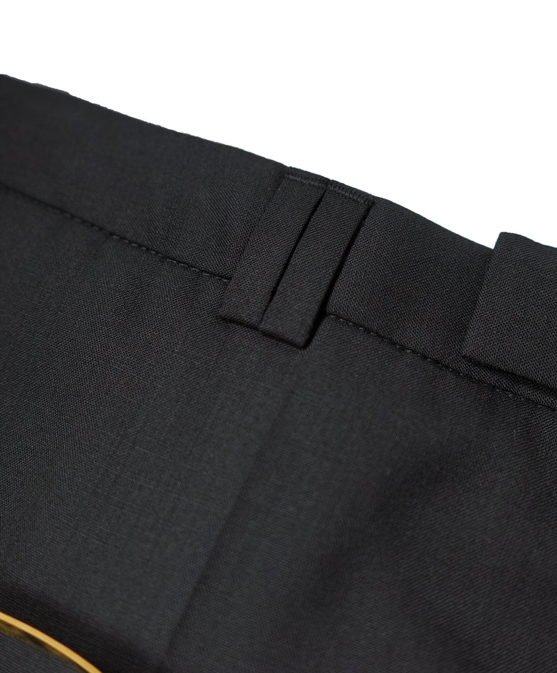 HUGO BOSS - Solid Black Slim Flat Front Dress Pants - 32W