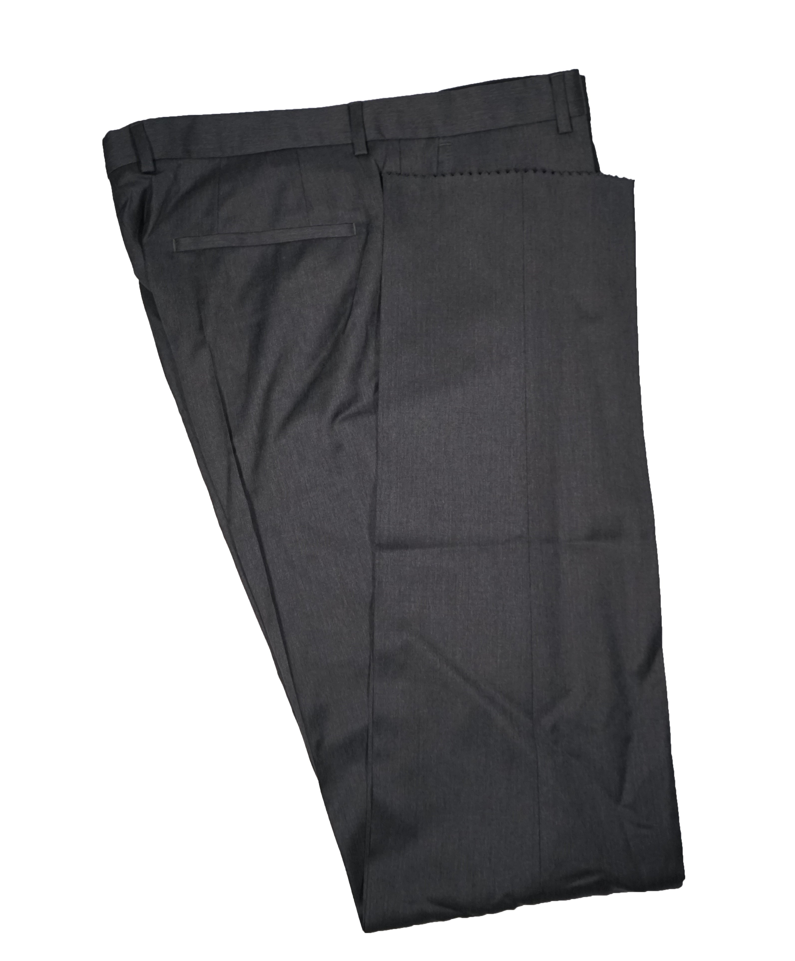 HUGO BOSS - Solid Gray Slim Flat Front Dress Pants - 35W