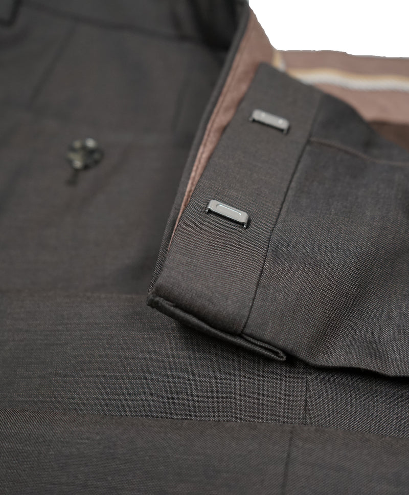 HUGO BOSS - Solid Hunter Green Flat Front Dress Pants - 33W