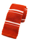 $165 OVADIA & SONS - Orange & White Stripe Knit Silk - Tie