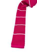 $165 OVADIA & SONS - Pink & White Stripe Knit Silk - Tie