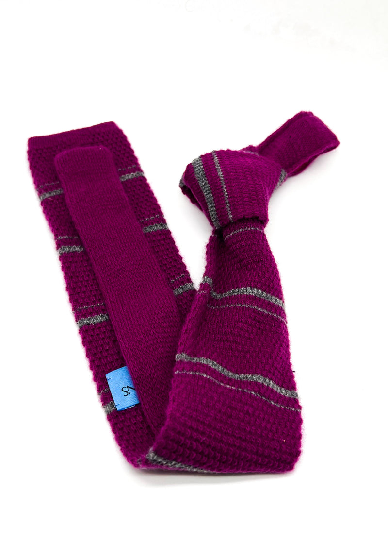 $195 OVADIA & SONS - CASHMERE Blend Knit Pink Stripe - Tie