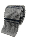 $165 OVADIA & SONS - SILK Knit Gray & Navy Stripe - Tie