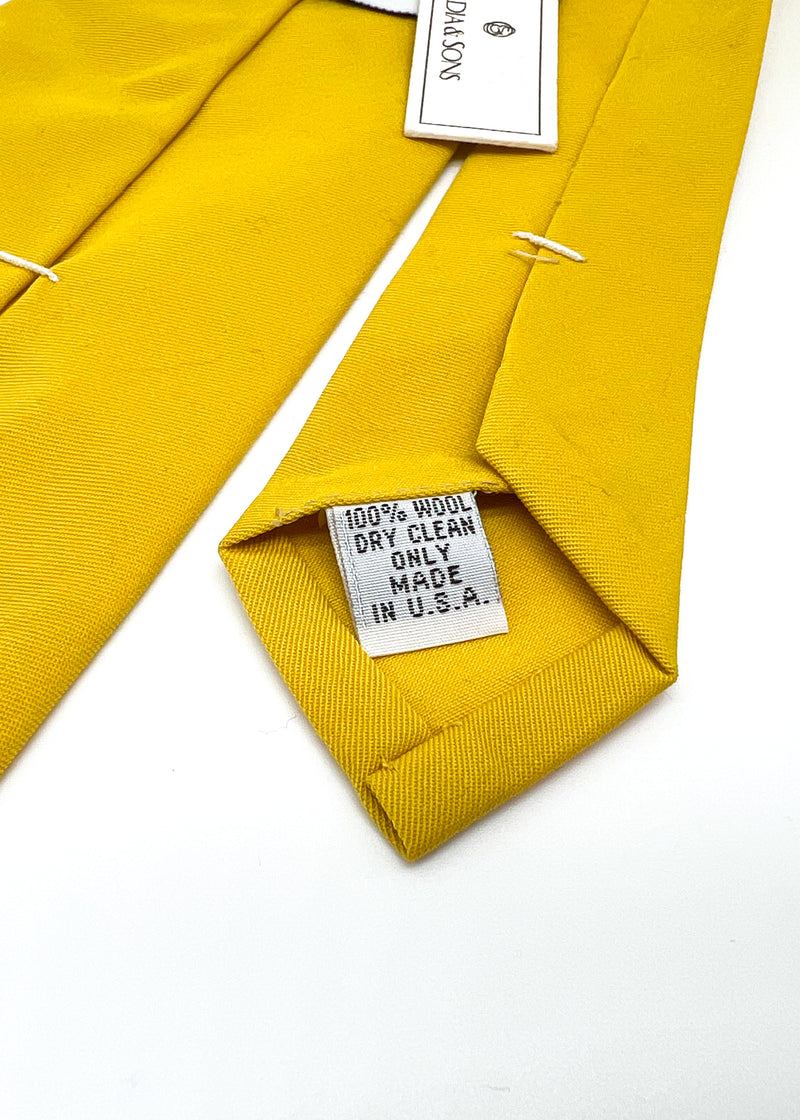 $165 OVADIA & SONS - PURE WOOL Yellow Woven Solid - Tie