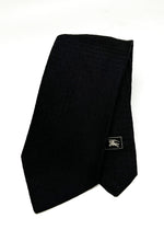 $200 BURBERRY LONDON - Black Textured Silk LOGO 3.5" - Tie