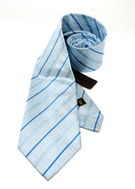 LOUIS VUITTON - 'LV' HOLOGRAPHIC LOGO Monogram Blue Stripe Silk - Tie