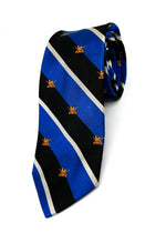 RALPH LAUREN "RUGBY" - Blue Stripe Logo Crest 2.75" - Tie