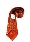 $240 BRIONI - Burnt Orange With Blue & Yellow Paisley Patterned Silk 3" - Tie