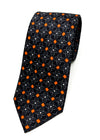 $240 BRIONI - Black & Orange Geometric Flower Silk 3" - Tie