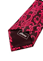 $240 BRIONI - Bold Burgundy Large Paisley Silk 3" - Tie