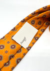 $240 BRIONI - Orange / Gold Medallion Tie Silk 3" - Tie