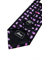 $240 BRIONI - Black & Purple/Lavender Paisley Tie Silk 3" - Tie