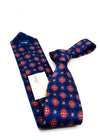 $240 BRIONI - Blue & Red Medallion Tie Silk 3" - Tie
