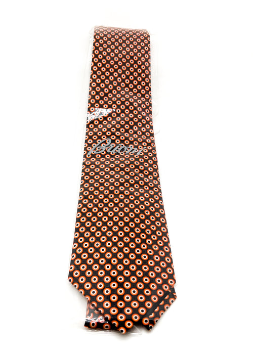 $240 BRIONI - Black & Orange Polka Dot Silk 3" - Tie