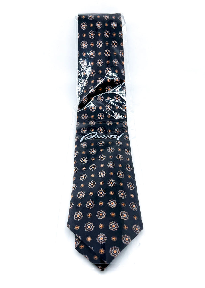 $240 BRIONI - Black Floral Pattern Silk 3" - Tie