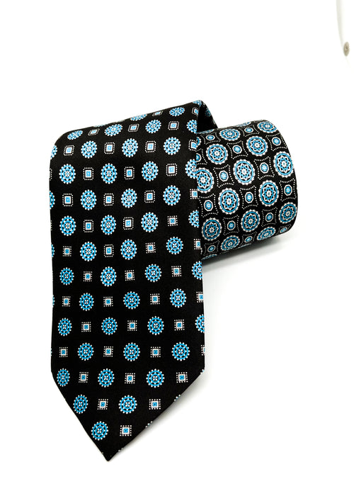 $240 BRIONI - Gradient Medallion Pattern Silk 3" - Tie