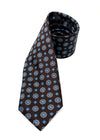 $240 BRIONI - Geometric Floral Brown & Blue Tie Silk 3" - Tie