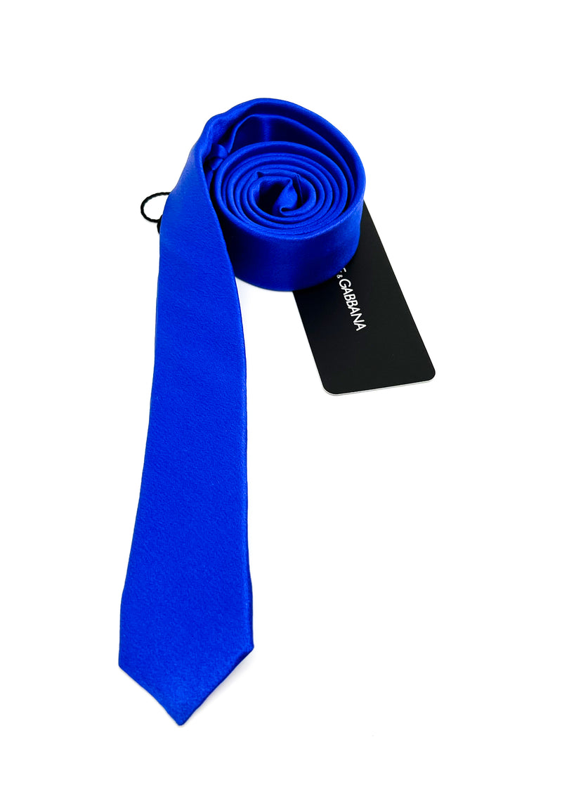 $175 DOLCE & GABBANA - Pure Silk SKINNY Cobalt Bold Blue 1.5" - Tie