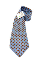 $285 KITON - NAPOLI *LINEN / SILK* Blue & Brown Alternating Polka Dot 3.25" - Tie