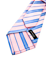$285 KITON - NAPOLI *LINEN / SILK* Pink & Blue Alternating Stripe 3.25" - Tie