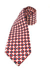 $285 KITON - NAPOLI *PURE SILK* Ivory & Red Printed Silk 3.5" - Tie