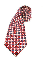 $285 KITON - NAPOLI *PURE SILK* Ivory & Red Printed Silk 3.5" - Tie