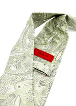 $235 ISAIA - * 7-Fold * Napoli Green Tonal Paisley Tie 3.25" - Tie