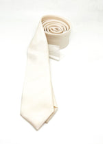 $220 BALENCIAGA - PARIS Off White Skinny Silk Tie 2.0" - Tie