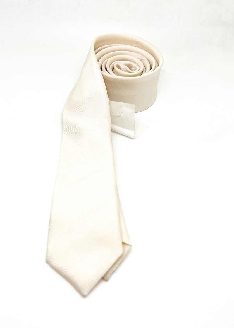 $220 BALENCIAGA - PARIS Off White Skinny Silk Tie 2.0" - Tie